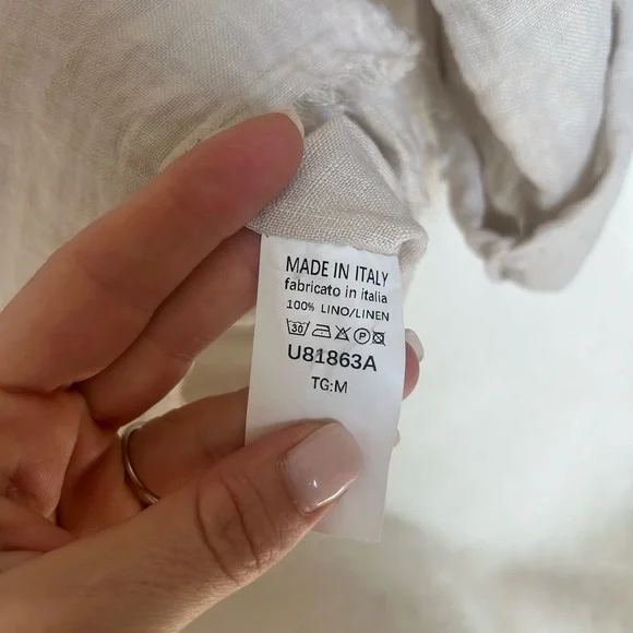 Marisima Linen Boho Chic Peace Sign Womens Top Made in Italy OS NWOT - Picture 5 of 10